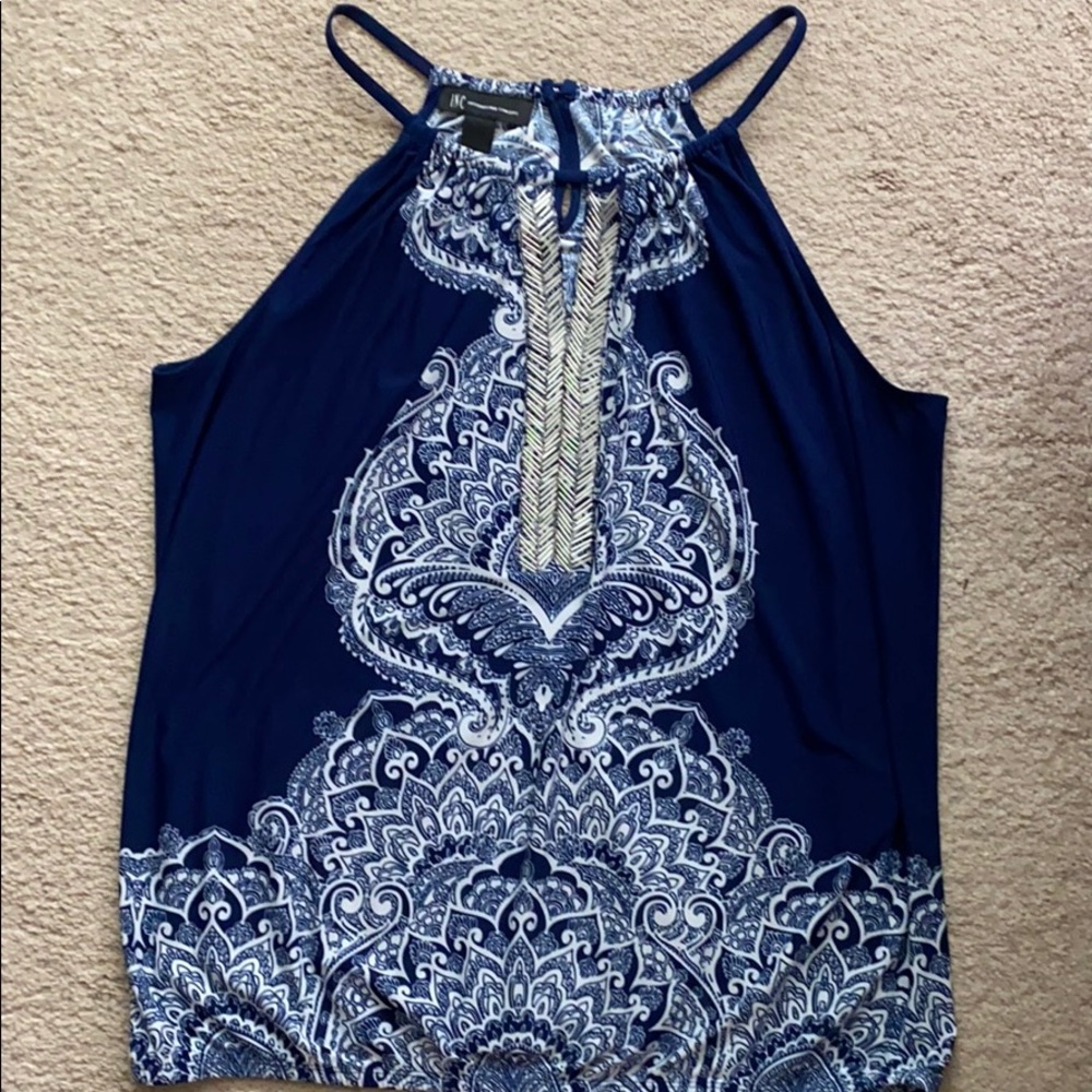 INC blue & silver top